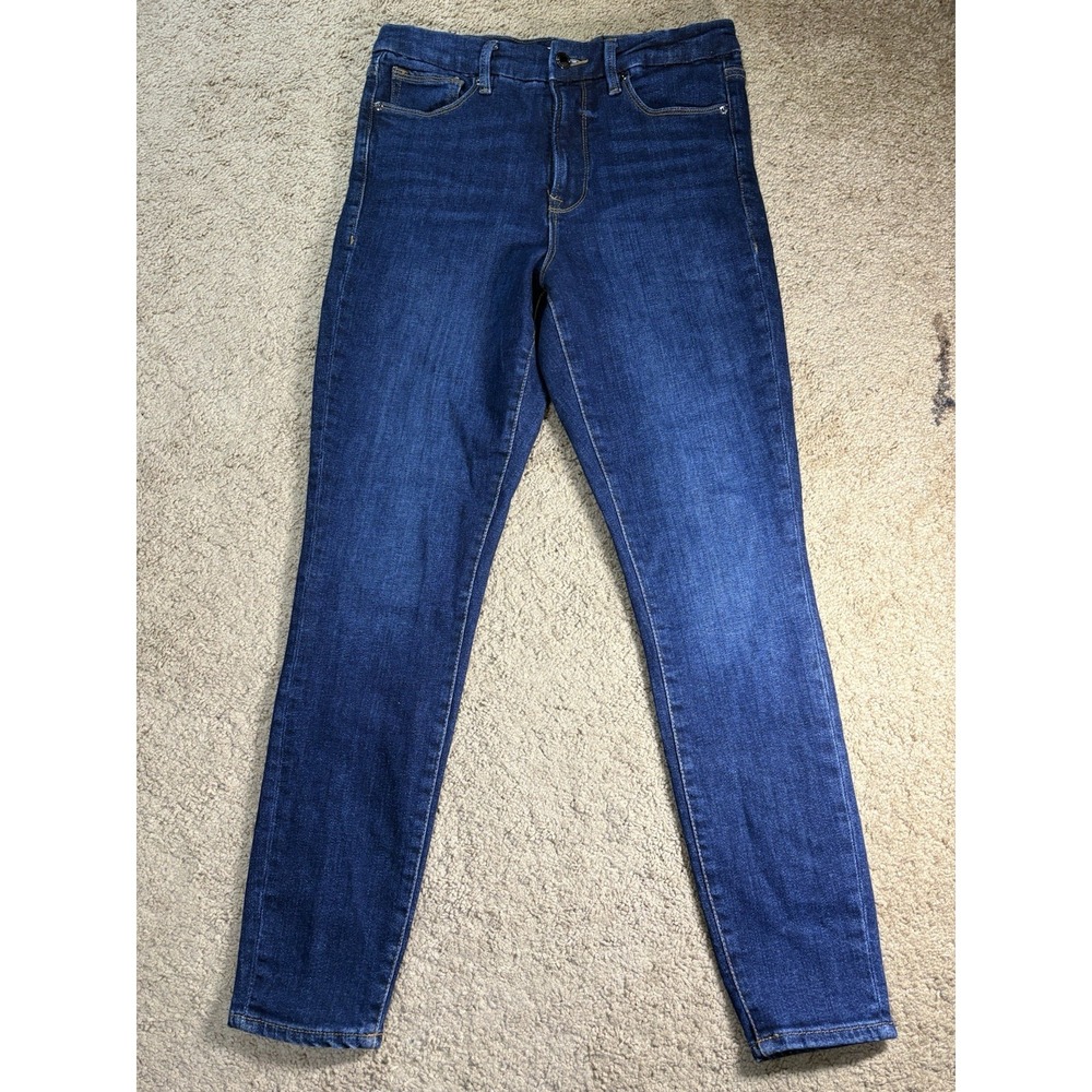 Good American Jeans Women 10/30 Skinny Distressed Blue Denim Hi-Rise Preppy